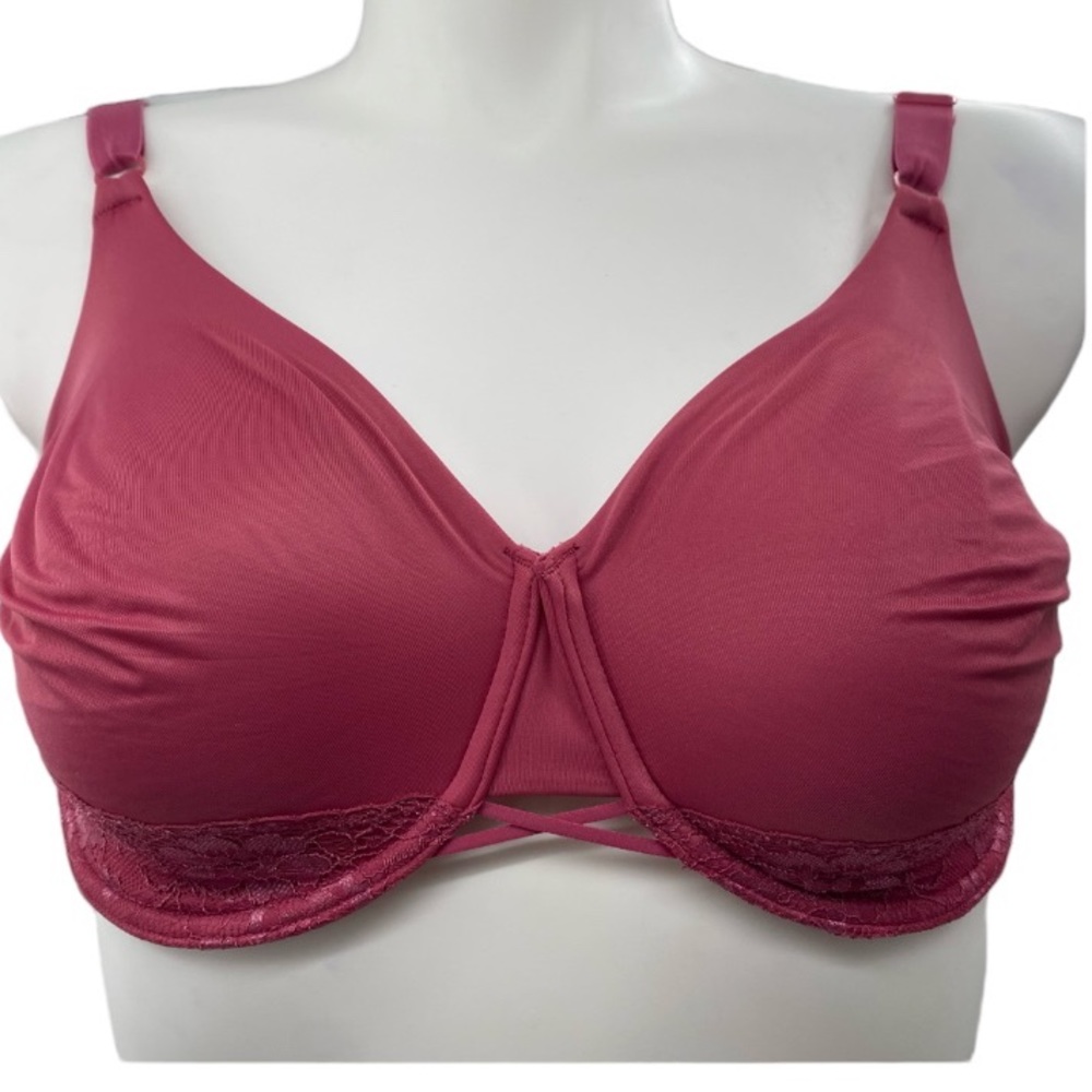 VANITY FAIR I Bra 40DD Radiant Smooth Underwired Back Smoothing Pink 76571